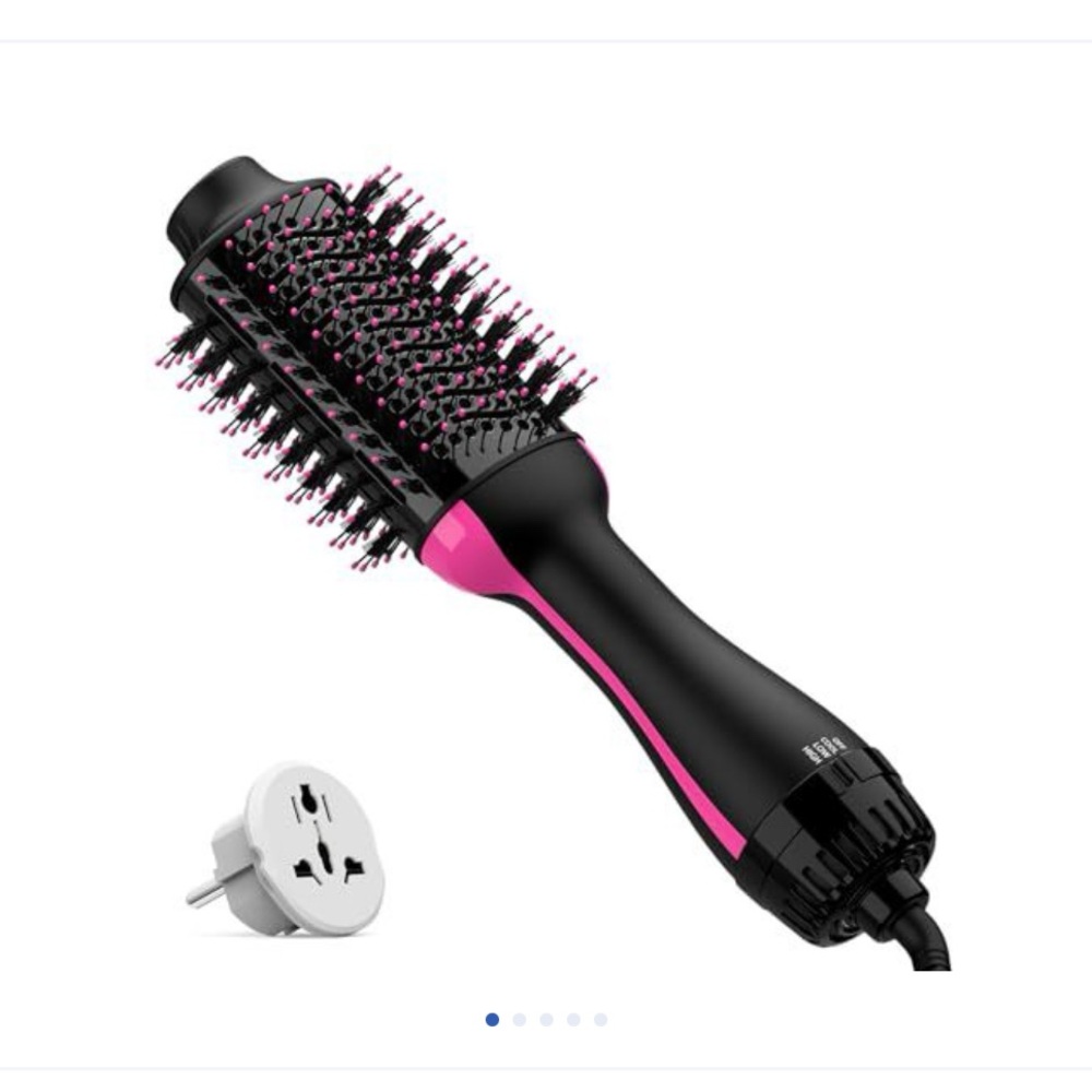 Pink and Black Hair Dryer Volumizer Brush - Smooth Blowouts & Added Volume